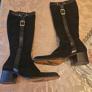 Monica Magli Leather Black Riding Boots